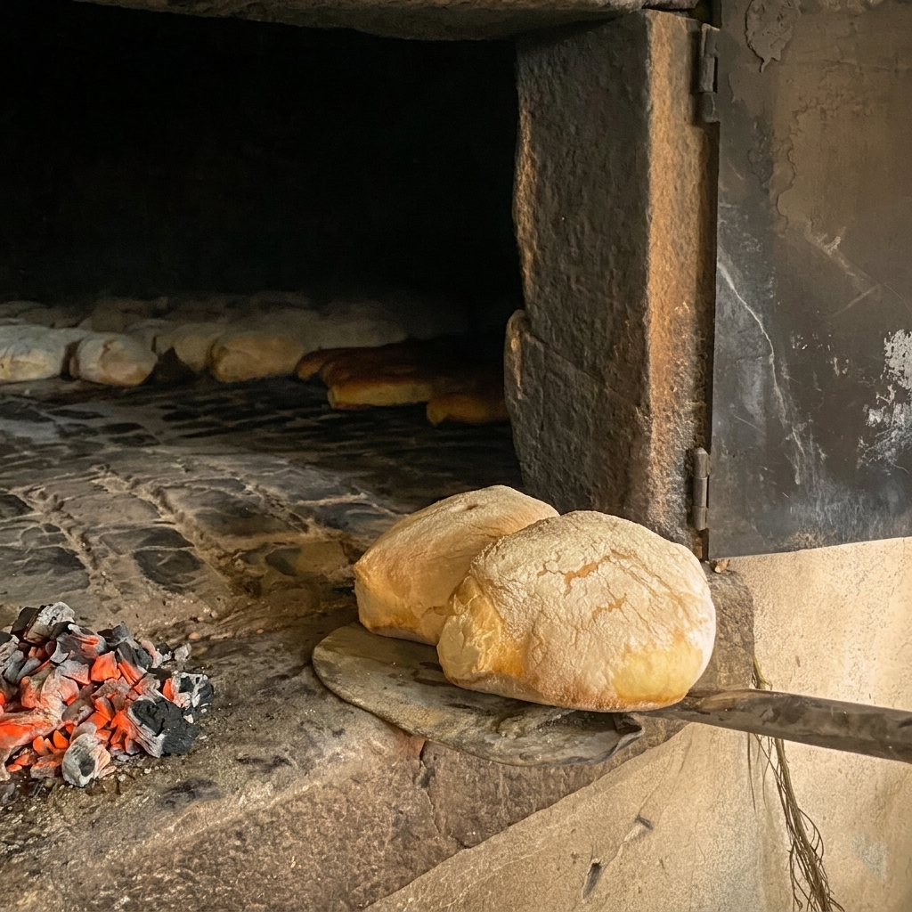 Pão no forno de lenha